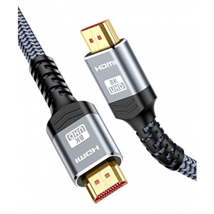 Cable HDMI 2.1 8K 2m, Snowkids Cable HDMI 8K@60Hz Alta velocidad 48Gbps UHD 4K@120Hz 7680P Dolby Vision, DTS: X, HDCP 2.2/2.3, HDR 10, eARC, Dynamic HDR,Compatible PS5/4 Proyector PC Monitor NETFLIX