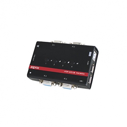 Approx Compact Auto Switch KVM VGA y con Dos Puertos USB para PC